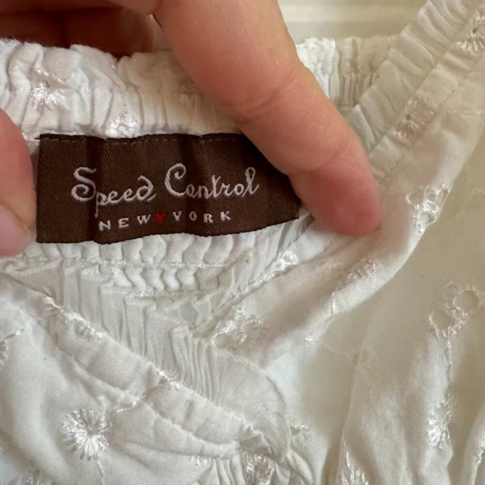 Speed Control White Embroidered Sundress Size M - Picture 3 of 4